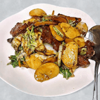 Best 黄芽菜牛肉炒年糕 Stir Fried Rice Cake (Beef & Vegetables) in Cambridge, MA